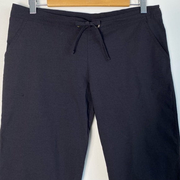prAna Bliss Wide Leg Black Capri Pants Split Hem Drawstring  Small Nylon Outdoor - Picture 2 of 13